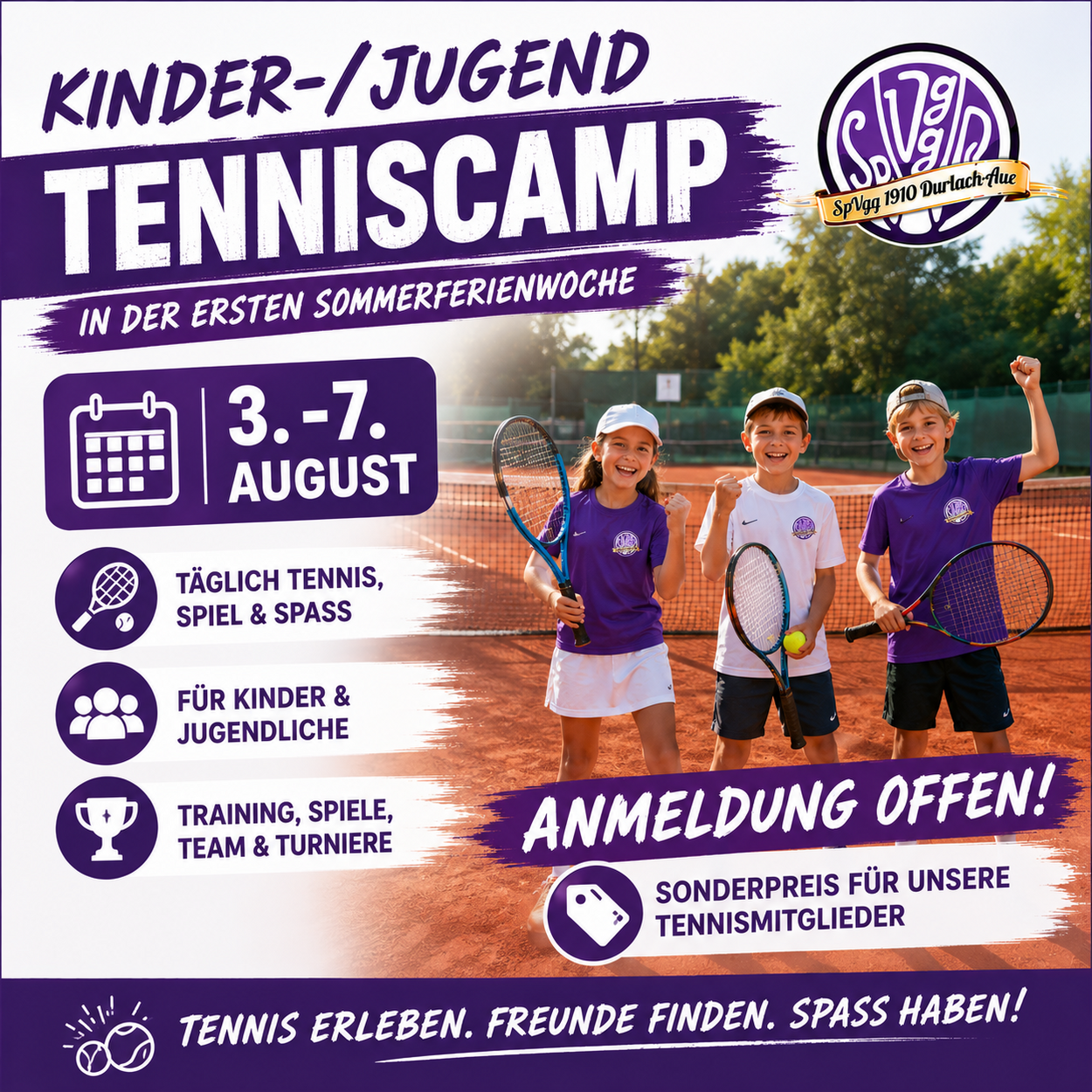 Anmeldung zum Tennis-Sommercamp nun möglich